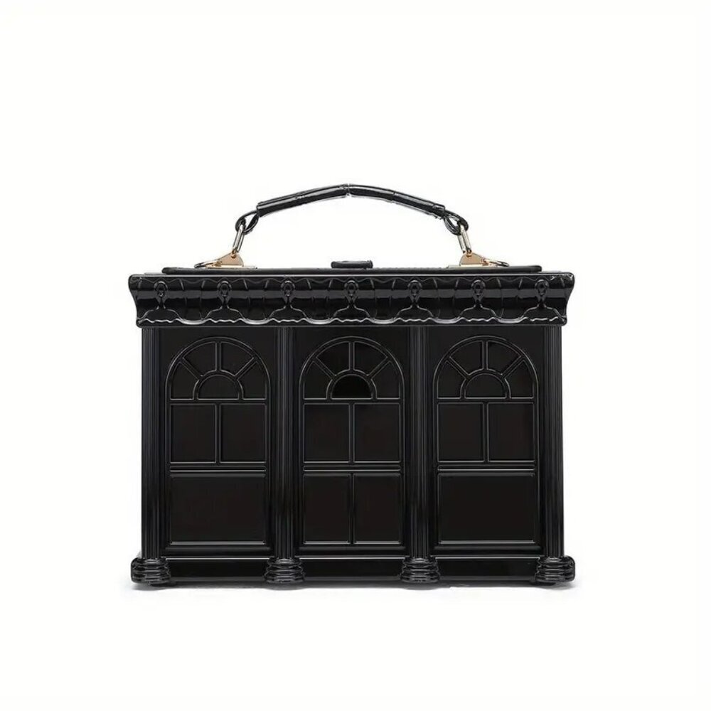 Elegant Black House-Shaped Crossbody Bag NWT​​ - Picture 6 of 8